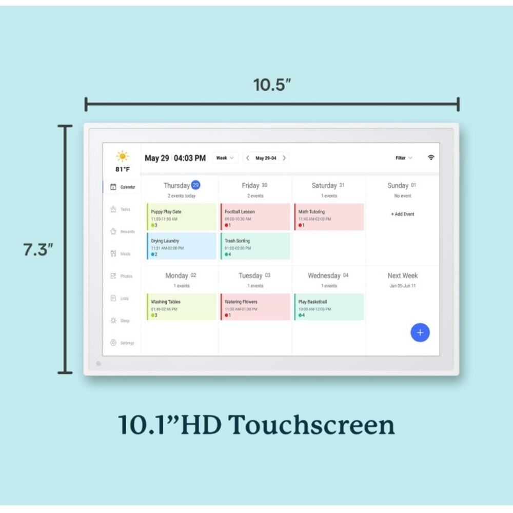 10.1” Smart WiFi Digital Family Calendar Chore Chart Touchscreen New - Picture 2 of 9